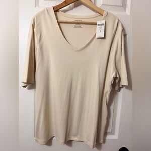 Chico’s The Ultimate Tee Short Sleeve in a Soft Beige Size 3 NWT